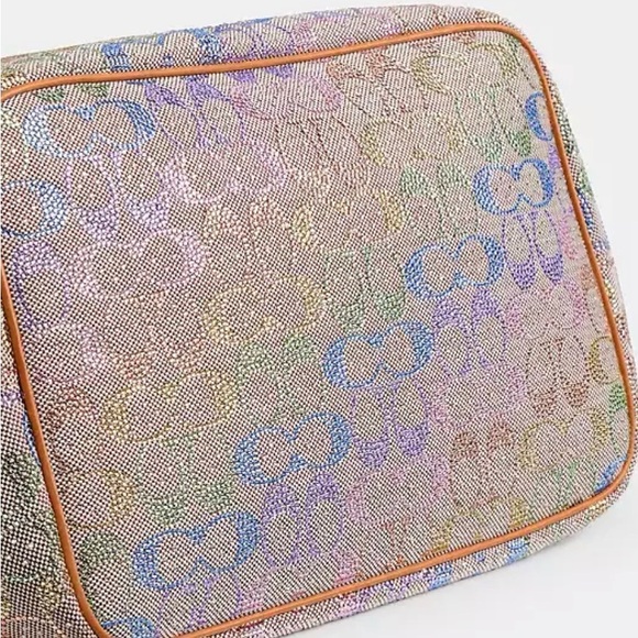 Large Coach Kisslock Bag In Crystal Signature Jacquard rainbow 🌈 - Picture 9 of 10